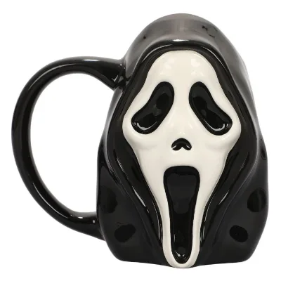 Factory Hot Selling New Design Custom Novelty Ghost Face Sculpted Ceramic Mug for Marketing Halloween Gift