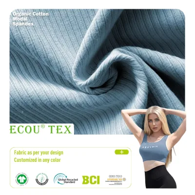 GOTS Certified Organic Cotton Modal Interlock Fabric Lightweight Knitted Eco Friendly Sustainable Garment Material Wholesale