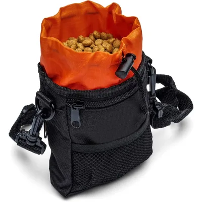 Dog Treat Pouch Bag for Training Dogs | Small Fanny Pack for Treats, Kibble, Toys with 4 Ways to Wear | Orange Treat Holder