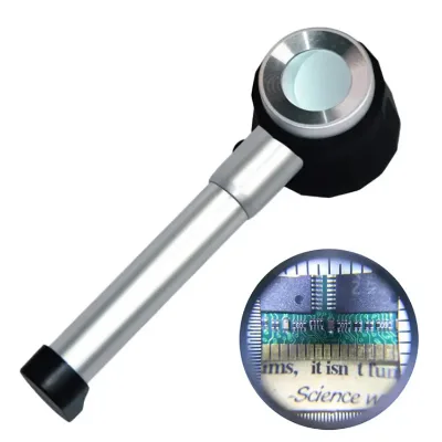 Johold 10x Aluminum Alloy Handheld with Scale Measuring 3 LED Lights Metal Handle Optical Glass Magnifying Glass