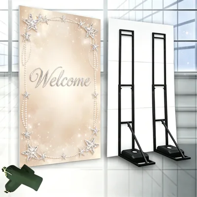 Premium Modern Stable Base Metal Floor Sign Holder for Outdoor Wedding Proposal Trade Show Shop Display Stand