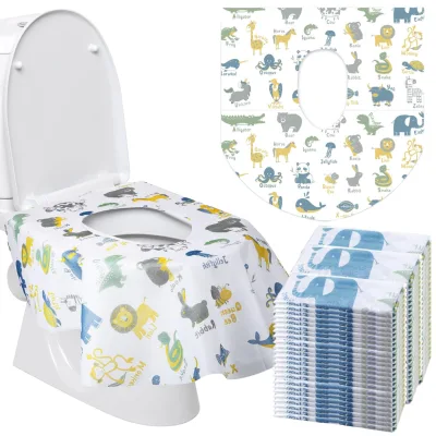 Custom Printing Eco-Friendly Non-woven PE Film 2-Layer Waterproof Disposable Travel Use Toilet Seat Covers