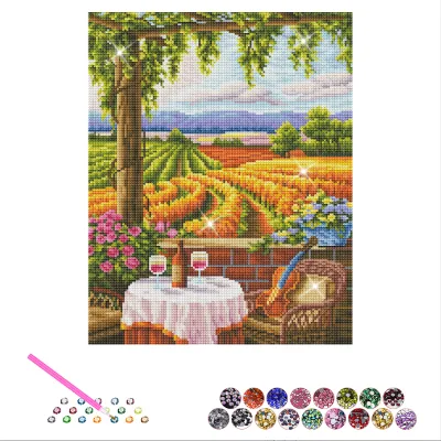 Bview Art European Landscape Diamond Painting Kit Full Drill Crystal Diamond Art Canvas Painting DIY Wall Decoration Craft