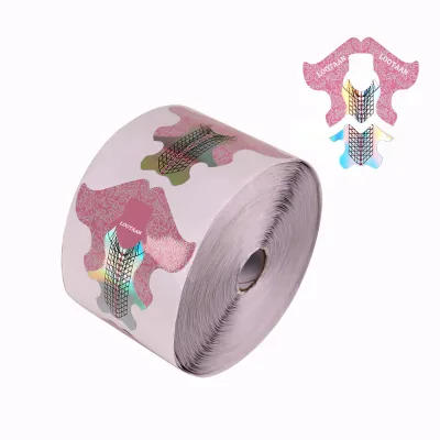 2022 Private Label 2 in 1 200G Roll Pink Sticky Oem French Nail Art Form Gel Acrylic Extra Long Extension Paper Nail Forms