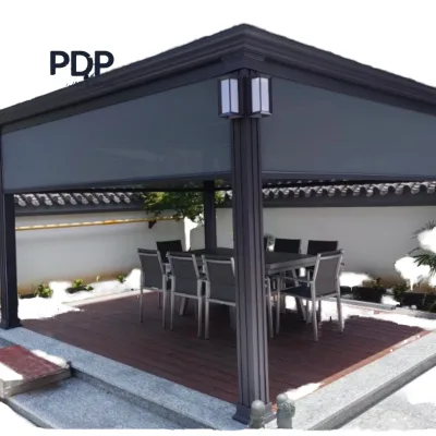 High-Grade Outdoor Aluminum Alloy Pavilion with Rainproof LED Lamp for Outdoor Living and Gardens