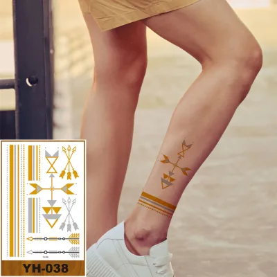 Custom Waterproof Gold and Silver Foil Metallic Temporary Lace Tattoo Sticker
