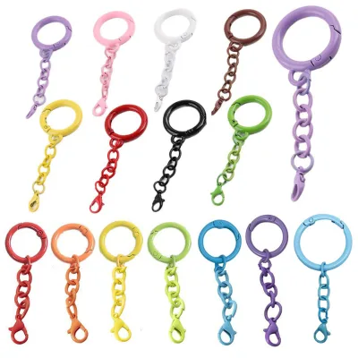 Spring Keychain Four Link Chain Lobster Buckle Diy Jewelry Accessories for Bag Charm Doll Accessory Keyring Plush Toy Connector