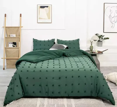 Luxury Style All Season Bedding with Decorative Pillows Clipped Jacquard Embroidery Comforter Plain Bed Sheet Bedding Set
