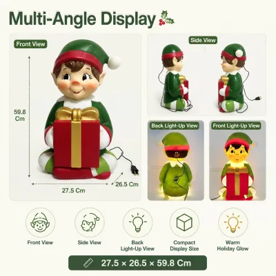 Winter Celebration Elf Carrying Gift Oversized Decoration with Controlled Color Consistency and Efficient Order Fulfillment