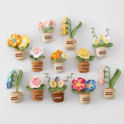 Knitted Monstera Potted Plant Whiteboard Magnet in Assorted Monstera and Sunflower for Aesthetic Room Decor Refrigerator