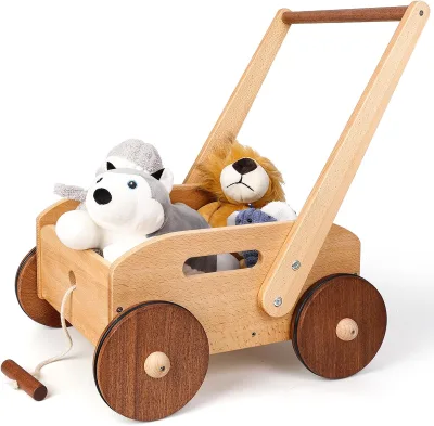 Wooden Baby Walker Adjustable Speed Baby Push Walker Montessori Push Toys for Babies Learning to Walk Educational Walking