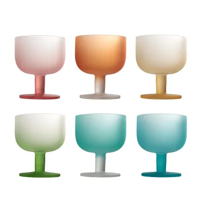 Candy Color Matte Crystal Glass Cocktail Cup Luxury Design Rainbow Fruit Wine Cup with for Dessert & Beverages