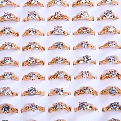 Cross-border Women's Alloy Zircon Engagement Ring Geometric Design Versatile Mixed Styles Six-Prong Setting Open-End Adjustable