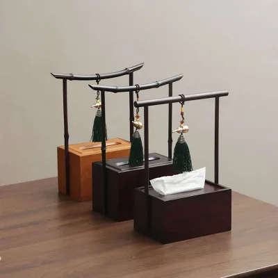 Modern Purple Bamboo Tissue Box and Napkin Holder for Neo-Chinese Style Teahouses Hotels & Living Rooms