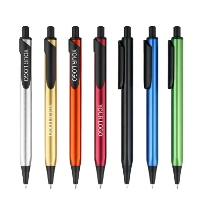 Custom Logo Colorful Mental Gel Pen with Black Hook 0.5mm Writing Width Plastic Material for Promotional Use with Texture
