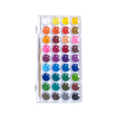Art Supplies 36 Colors Water Soluble Watercolor Paint Set with Plastic Palette Lid Box and Brushes