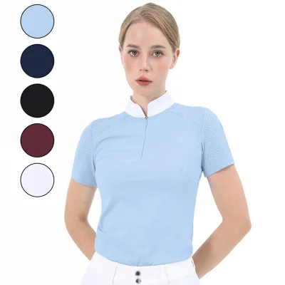 Wholesale Customized Women's Horse Riding Tops Quick Dry High Elastic Moisture Wicking Unseen Zipper Racing Sports Equestrian