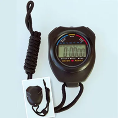 Classic Digital Professional Handheld LCD Chronograph Sports Stopwatch Timer Stop Watch With String 1 Line Water Resist Ganxin
