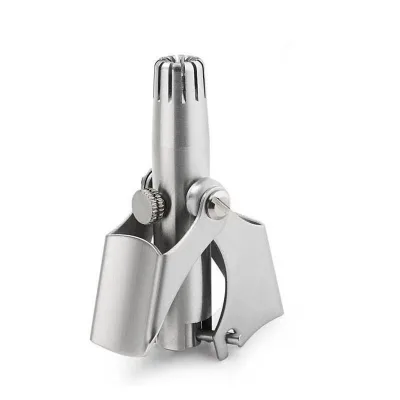 Stainless Steel Silver OEM Manual Nose Hair Trimmer Washable Ear Trimming Scissors Men Nostril Shaving Private Label 1 Year