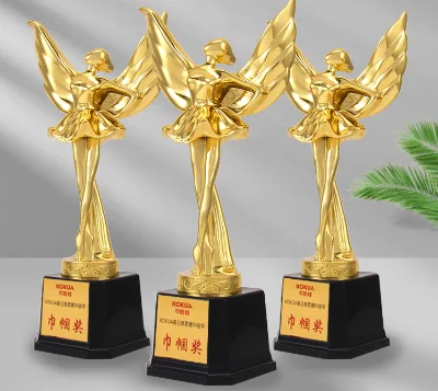 Hot Fashion Plastic Golden Dance Award Trophy Dances Competitions Championship Trophies