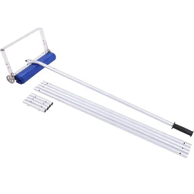 Roof Snow Scraping Aluminum Frame Cloth Head Roof Snow Remover with Wheels Nylon Slide 20Ft