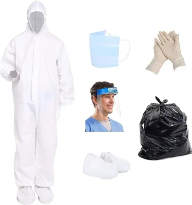 OEM EN14605 Type 3 & 4 Disposable Anti-Chemical Level a Emergency Rescue Chemical Protective Coverall Safety White