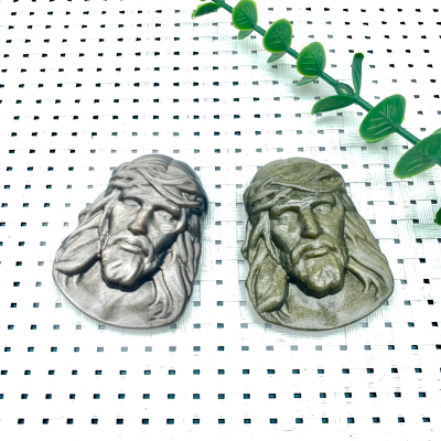Wholesale Natural Crystal Crafts Golden Obsidian Jesus Sculpture Easter Religion Healing Stone Sliver Obsidian Jesus for Decor