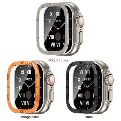 New Trending Ultra Lightweight Aluminum Alloy Frame for Apple Watch Ultra 1 2 with 9H Anti-Scratch Tempered Glass Screen Guard