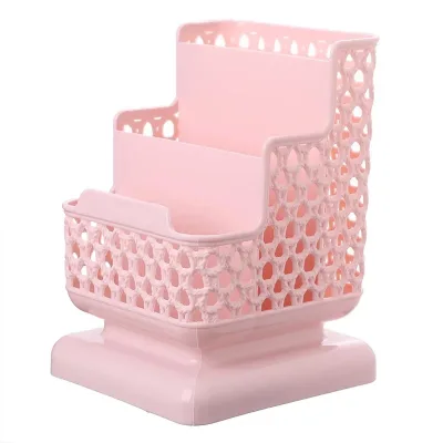 GREENSIDE Plastic Three-Compartment Desktop Organizer Multi-Functional Phone Stand Large-Capacity Stationery Pencil Holder
