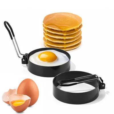 Hot Selling Stainless Steel Non-stick Egg Frying Ring for Cooking Breakfast Egg Cooker Mold Round Pancake Mold With Handle