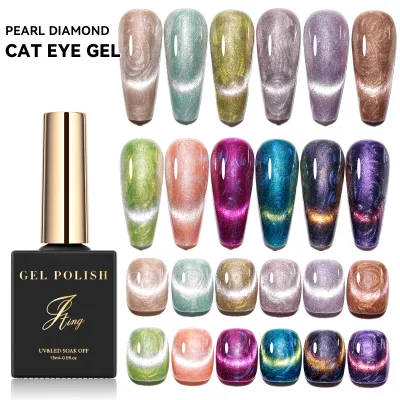 JTING High Pigment Shiny Natural Resin Hema Free 12 Colors Pearl Diamond Cat Eye Gel Polish Collection OEM Custom Private Brand