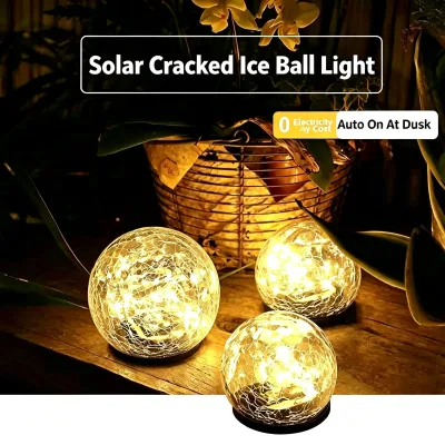 10-15cm Outdoor Waterproof Landscape Lantern Lighting Solar Powered Garden Lamp Led Cracked Glass Lampara De jardin Para Cesped