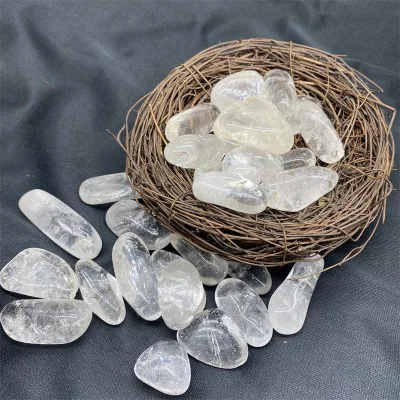 Natural Semi Precious Rock Polished Clear Quartz Crystal Quartz Rough White Crystal Tumbled Stone for Fish