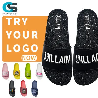 Greatslides Men Slipper New Custom Logo,Black Sandals for Men Cheap Wholesale Slippers,Unisex Men Sandals 2024