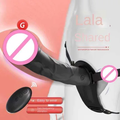 Remote Control Wearable Leather Panty Dildo -10 Speeds Dual Vibration Double-Headed Dragon Dildo Hands-Free Sextoy for Lesbian
