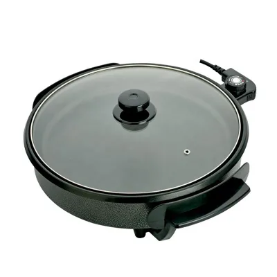 40cm Round Multipurpose Pizza Pan for Household Electric Cooker Durable Metal and Tempered Glass Frying Pan for Baking