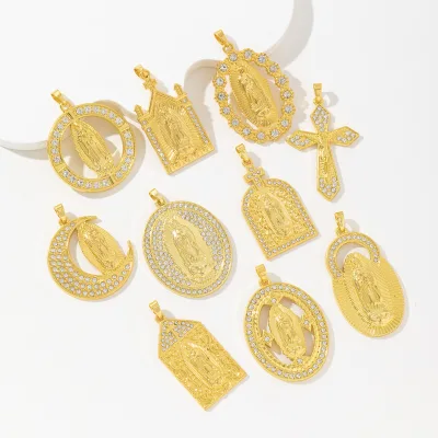 Customized Holy Face Saint Benito Religious Medal Christian Guardian Angel Medals Miraculous Mary Gold Metal Casting Fashion