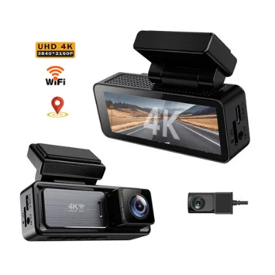 Dual Camera 4K Dashcam with Night Vision for The Front and Rear Cameras with Wi-Fi and GPS Tracking High-Definition Dash cam