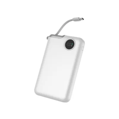 Slim 10000mAh power bank built in cable quick charge