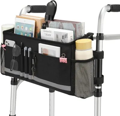 Large-capacity Foldable Oxford Material Square Shape Carrying Bag for Walking Aids Suitable for Storing Water Bottles Tissues