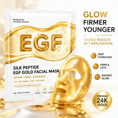 Private Label Intensive Deep Collagen Silk Peptide EGF Face Mask Anti Wrinkle 24K Gold Collagen Sheet Mask Hydrogel