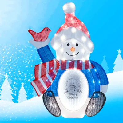 Adornos De Navidad 2023 Christmas Decoration 3D Acrylic Sculpture Snowman Light LED Snowman Motif Light