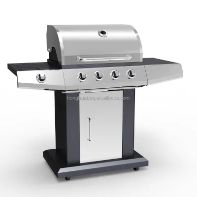 Modern Design Stainless Steel Outdoor Gas BBQ Grill 4+1 burner Barbecue Machine With Gas Cylinder Holder