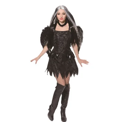 Halloween  Party Cosplay Dark Angle Costume Adult Fallen Angel Dress for Women