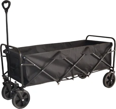 Large Capacity Heavy Duty Stainless Steel Utility Wagon Four-Wheel Extended Tailgate Foldable Cart for Industrial Tools OEM