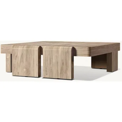 Modern Unique Teak Accent Table for Outdoor Furniture Trendy Irregular Shape Portable and Comfortable for Patio Hotels
