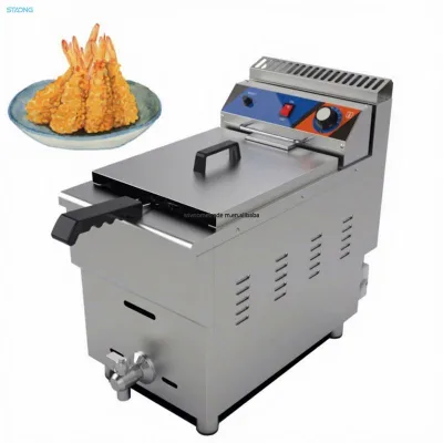 18L Single Tank Deep Fryer French Fries Machine LPG LNG 60-200℃ Fryer for Street Snack Stall Equipment