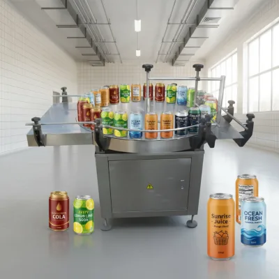 Gloex Stainless Steel Unscrambler and Sorting Table for Bottles, Cans and Vials with Integrated Collection & Storage