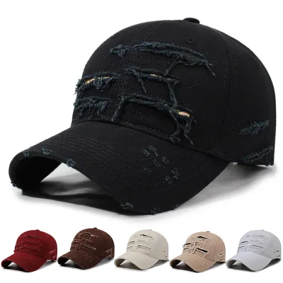 Spring and Summer Hats Women's Retro Perforated Baseball Caps Men's Embroidered Duckbill Caps Four Season Sun Hats