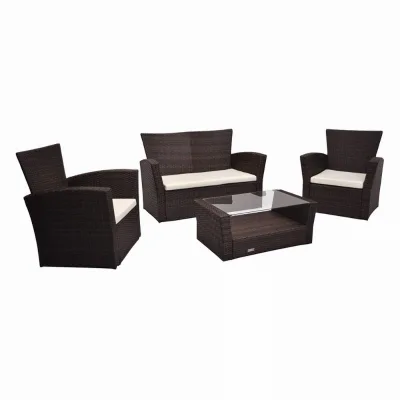 Hotsale Classic 4-Piece Modern Design Outdoor Rattan Sofa Set Knock Down Patio Wicker Furniture for Gardens Parks Hotels
